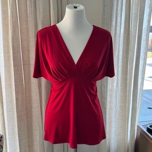 Briggs New York Tie Back V Neck Red Top